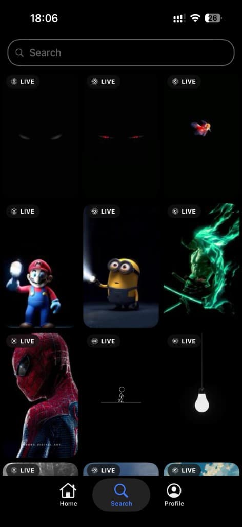 Wallfinity Live wallpapers search